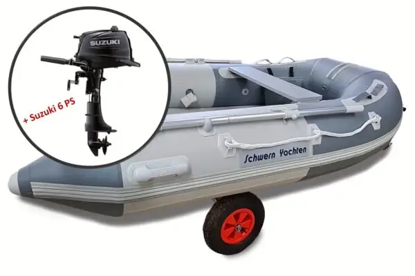 Schlauchboot 250 mit Hochdruck Luftboden und Kiel + 6 PS Suzuki